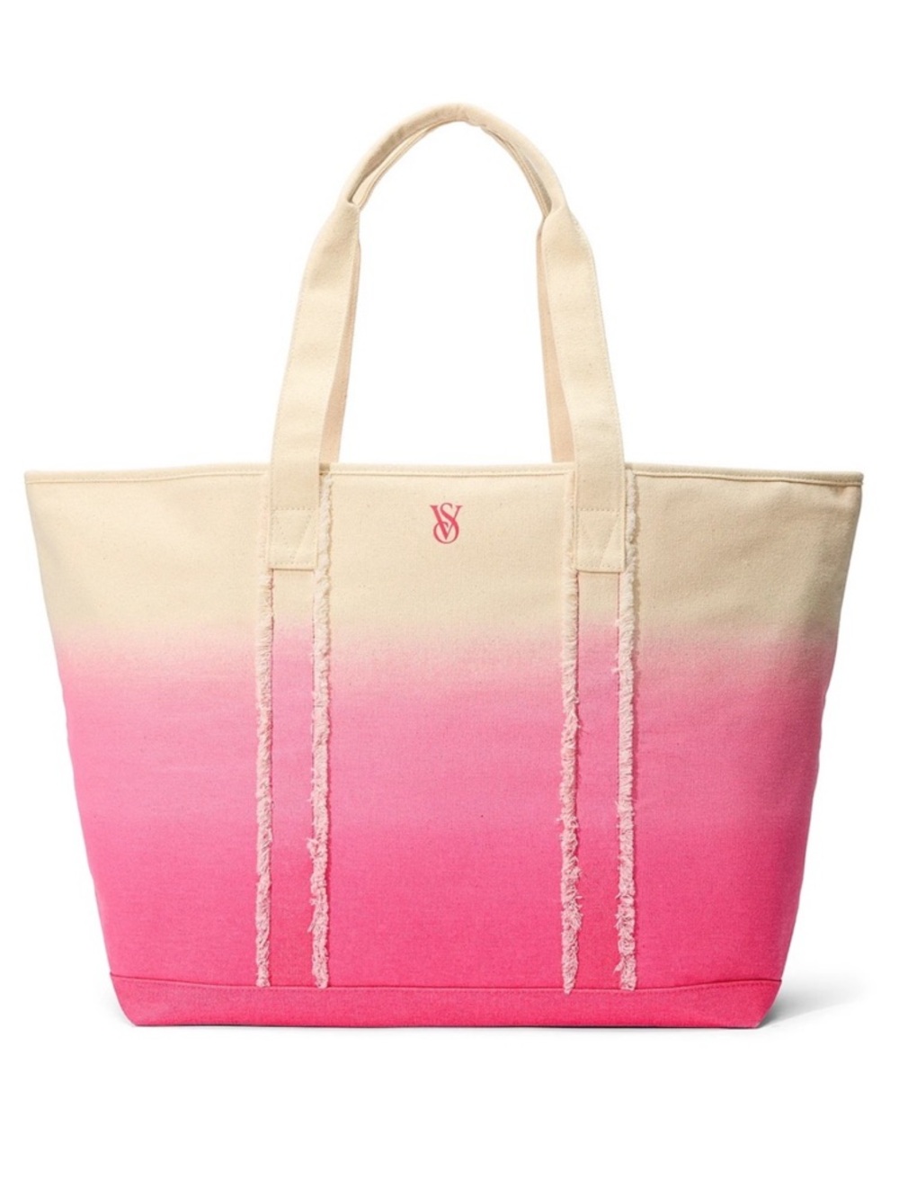 🛍️🤍 Victoria’s Secret/PINK Ombré Pink & Cream Beach Tote Bag MSRP $49.95 NWT 🏷️💗